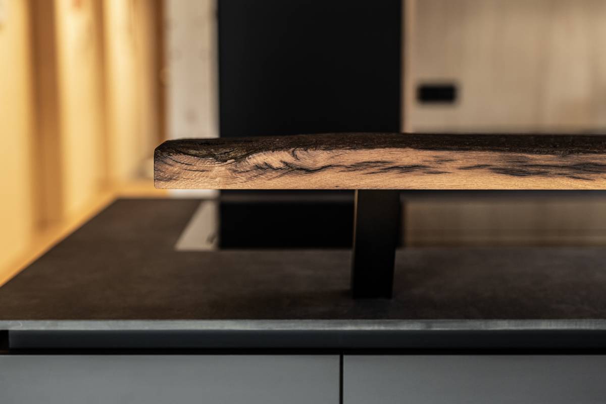 Küche Schwarz Matt Eiche Theke Brett