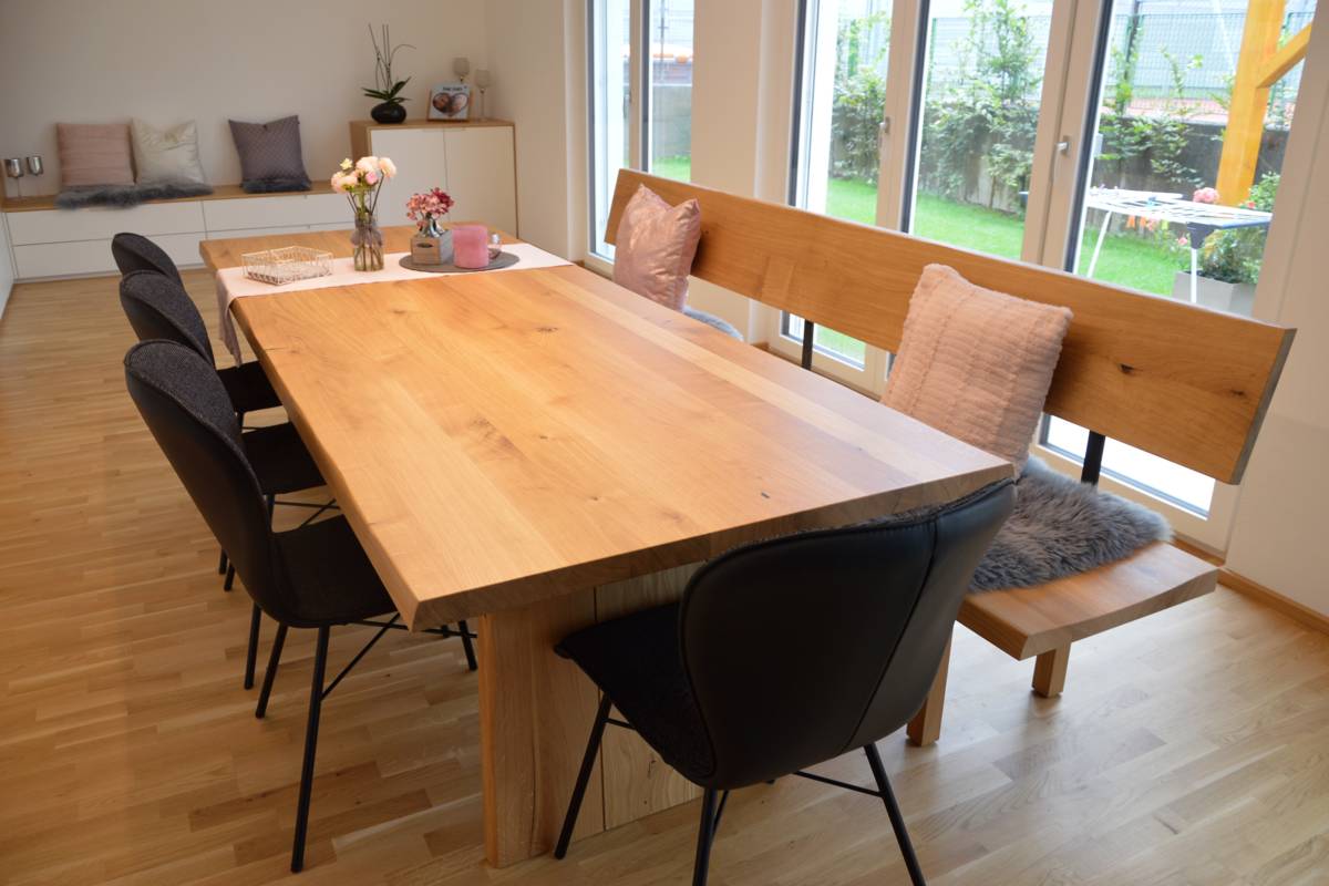 Tisch Asteiche rustikal Baumkante geölt