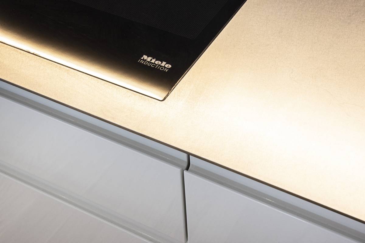Hochglanz Weiß Küche Miele Kochfeld