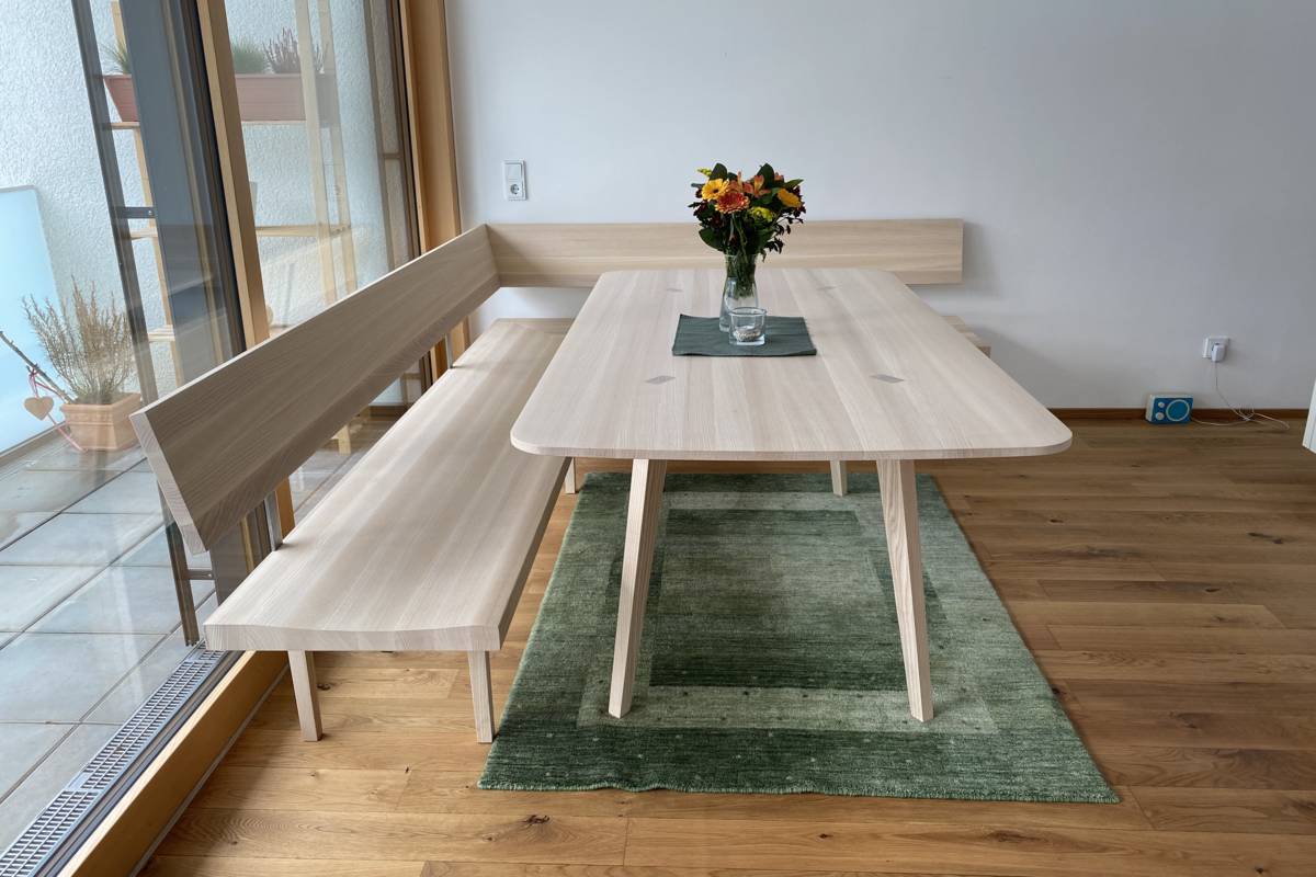 Tisch Esche Massivholz Bank