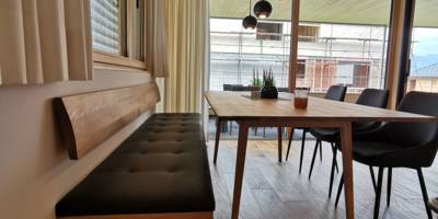 Bank Polster Eiche Tisch