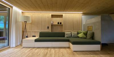 Couch Tischler Esche Polster Grün