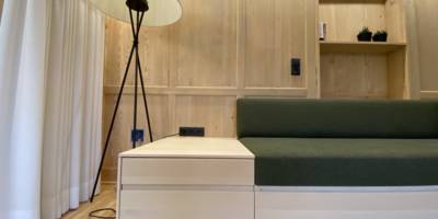 Couch Tischler Esche Polster Grün