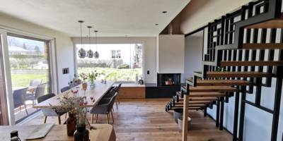 Tisch Eiche Schwarzstahl Essbereich modern