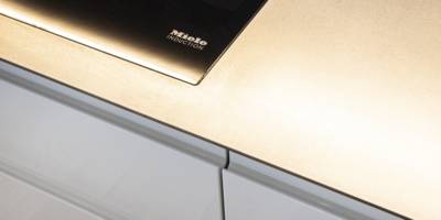 Hochglanz Weiß Küche Miele Kochfeld