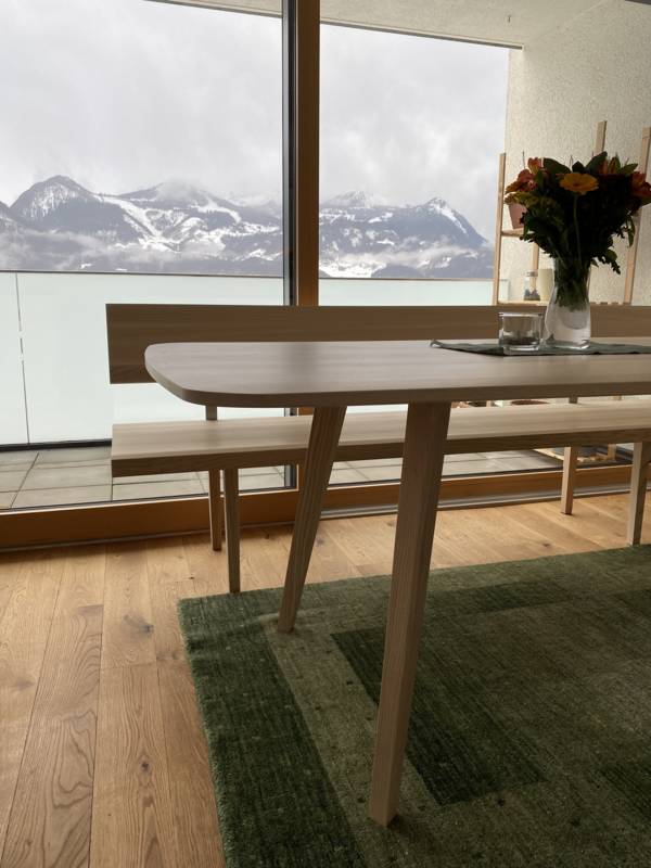 Tisch Esche Massivholz Bank