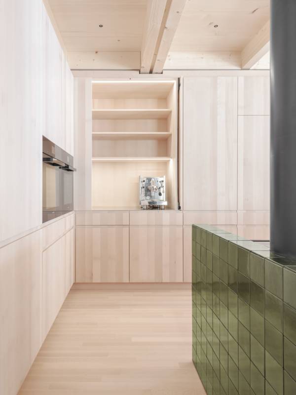 Massivholzküche, Buche, Ofen Grün, Ökologisch, Nachhaltig, Abbaubar